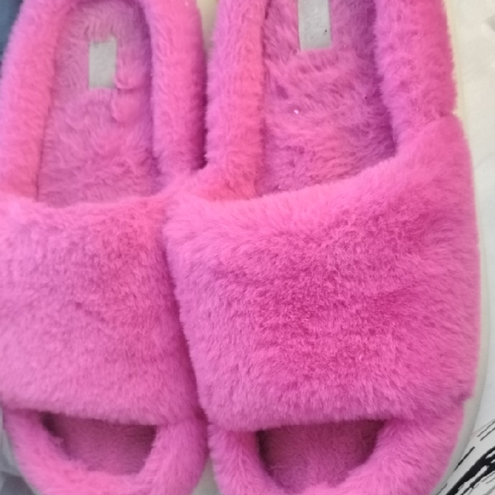 Stars Above Pink Fuzzy Slippers